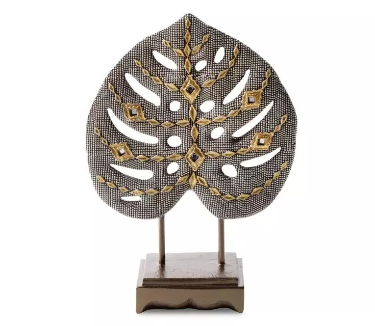 Liść monstery-figurka dekoracyjna srebro+złoto