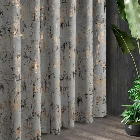 Tkanina zasłonowa z welwetu- szary + złoty - obrazek 2