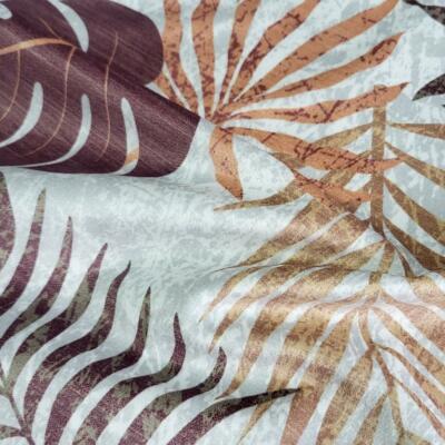 Tkanina zasłonowa liście- szara