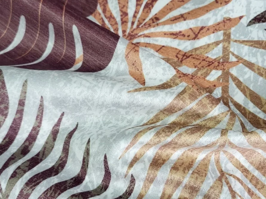 Tkanina zasłonowa liście- szara