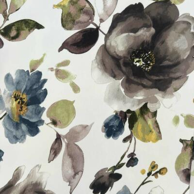 Tkanina zasłonowa kwiaty blackout- śmietanowa