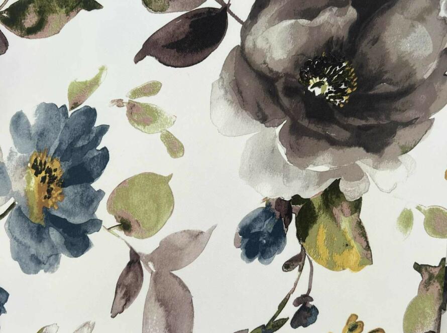 Tkanina zasłonowa kwiaty blackout- śmietanowa