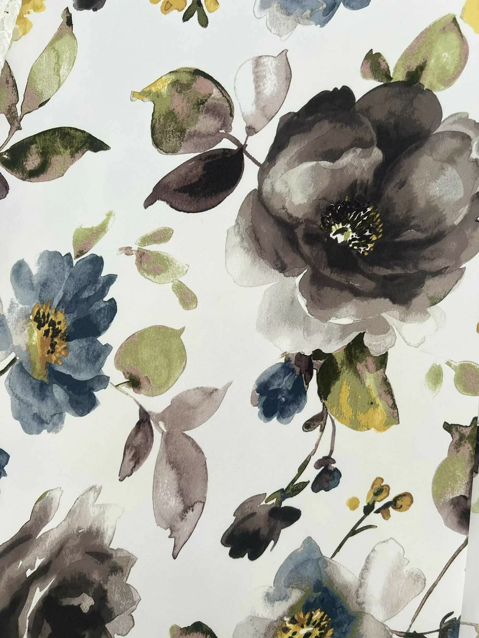 Tkanina zasłonowa kwiaty blackout- śmietanowa