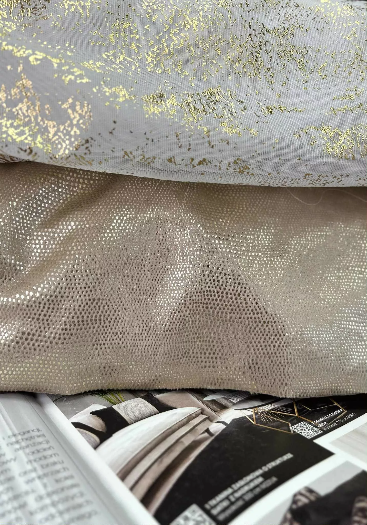 Tkanina Zasłonowa DOTS- beż - obrazek 3