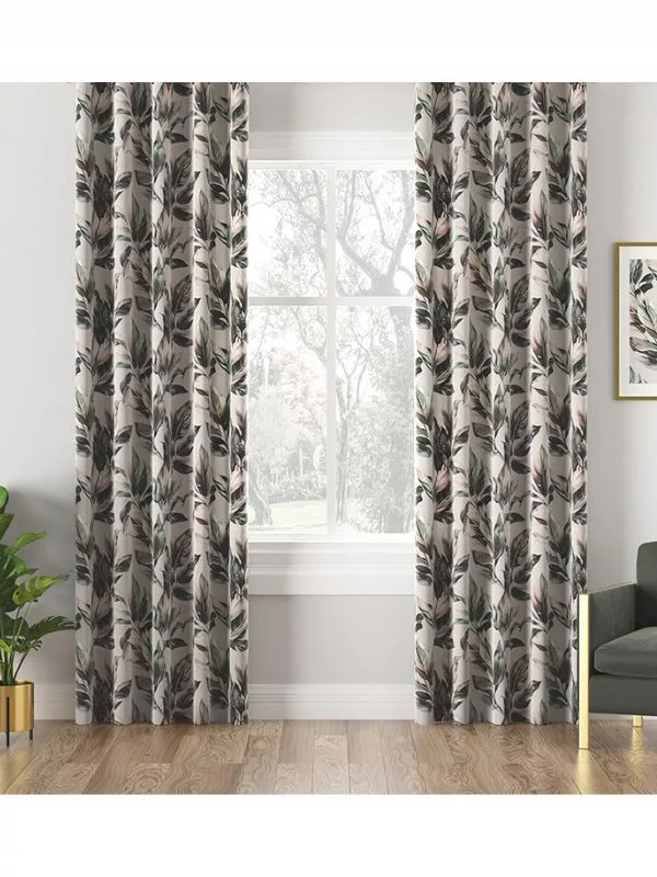 Tkanina zasłonowa liście- róż - obrazek 2