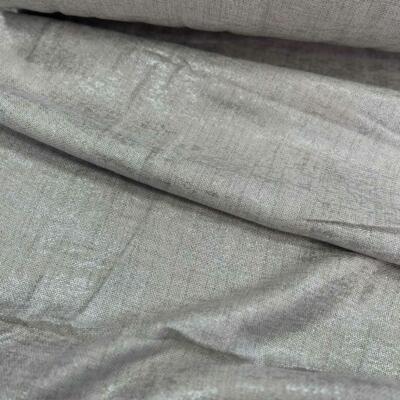 Tkanina zasłonowa o strukturze lnu z srebrnymi przecierkami- 300cm