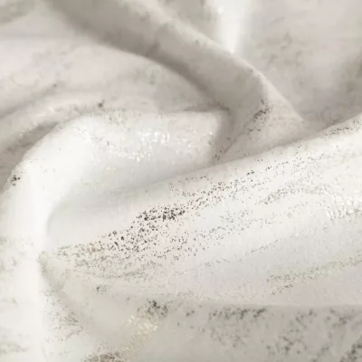 Tkanina zasłonowa welwetowa ARNITA- biel + srebro