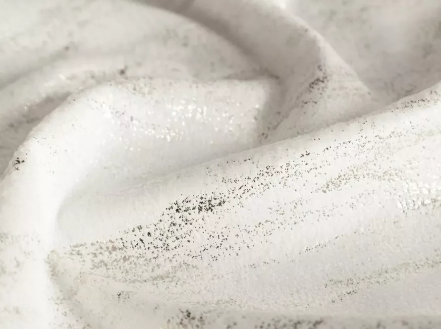 Tkanina zasłonowa welwetowa ARNITA- biel + srebro