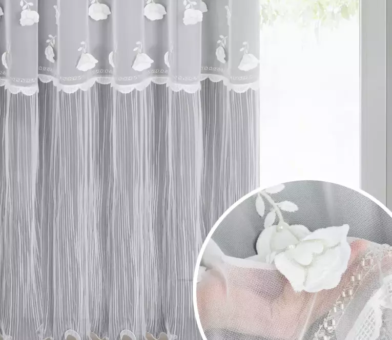 Firana AVRIL na taśmie- biała 140x270