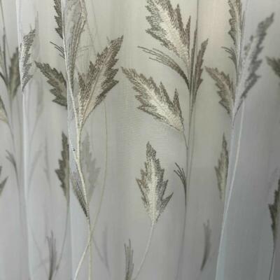 Tkanina Firanowa wzór trawy- beż