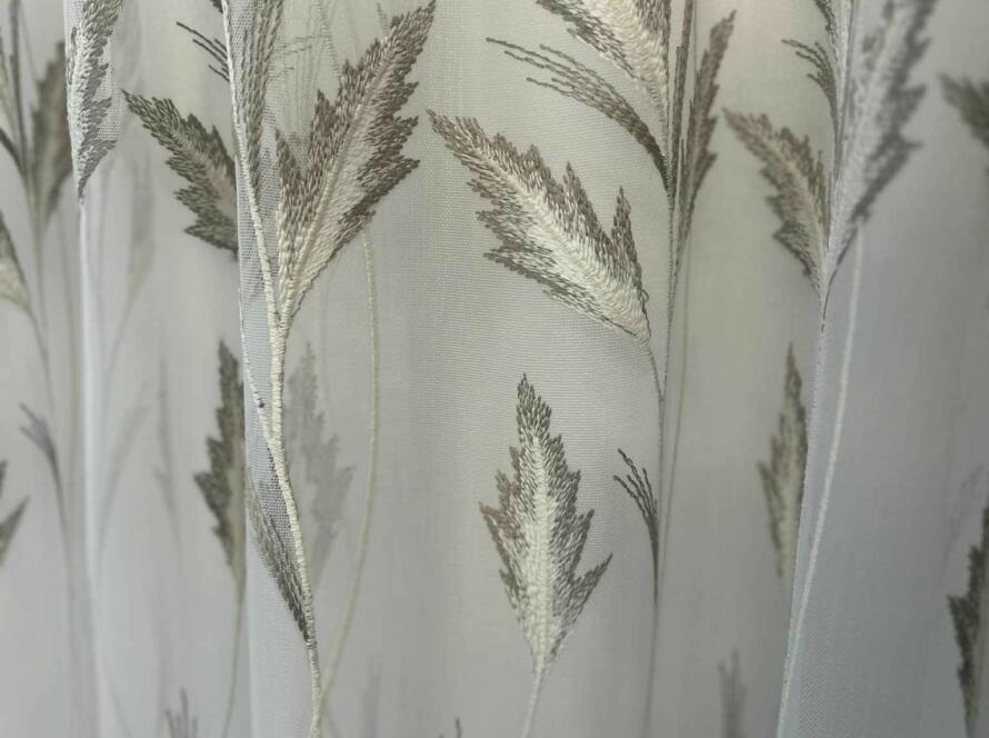 Tkanina Firanowa wzór trawy- beż