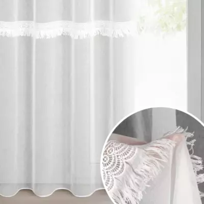 Firana Roxana na przelotkach- biała 140x250