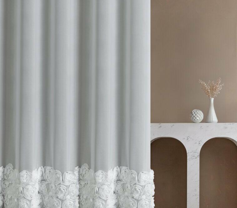 Tkanina firanowa ROSES- biała, 280cm