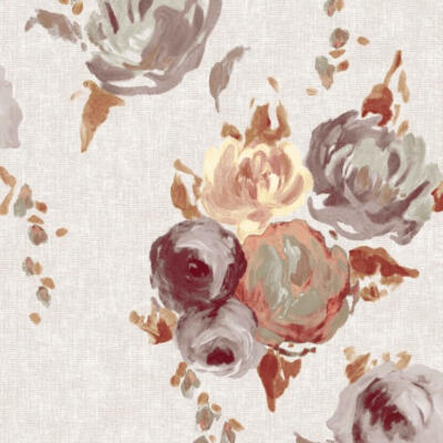 Tkanina zasłonowa z kwiatowym motywem- beż