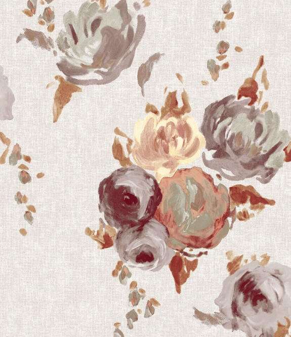 Tkanina zasłonowa z kwiatowym motywem- beż