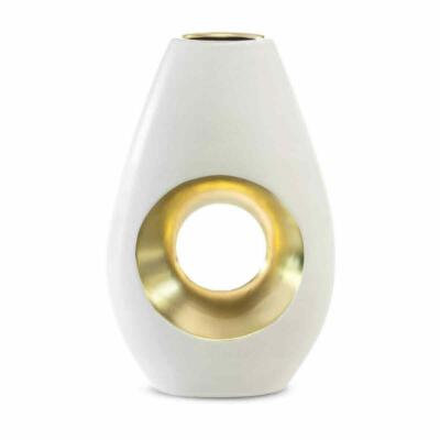 Wazon ceramiczny MIRA- biały+złoty
