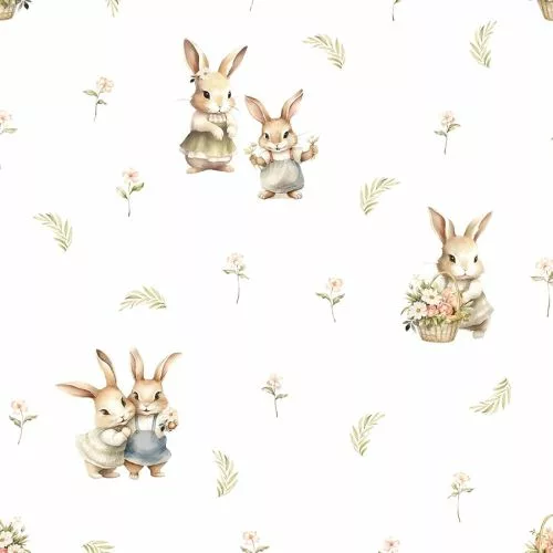 Tkanina zasłonowa zajączki- kremowa