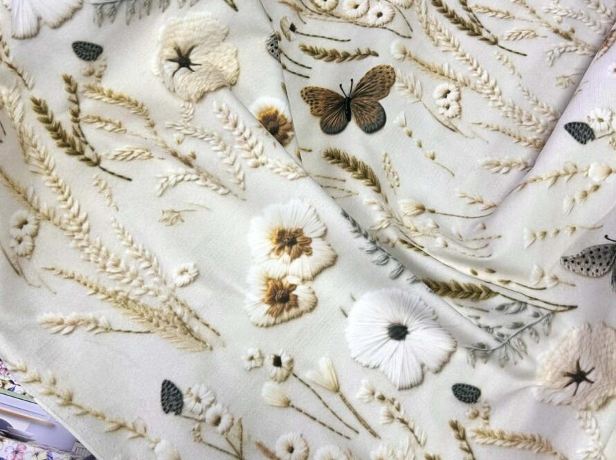 Tkanina zasłonowa Velvet- łączka 3D