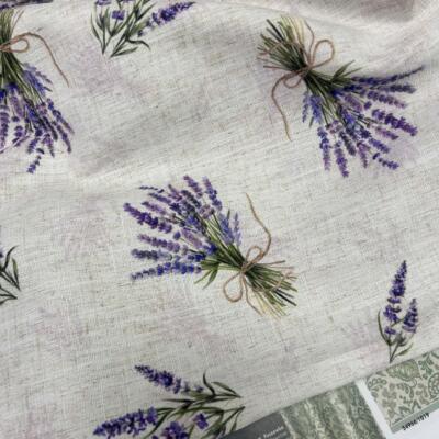 Tkanina zasłonowa na podkładzie lnianym- lawenda