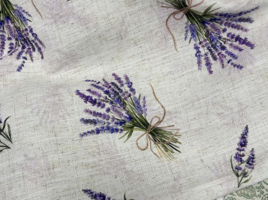 Tkanina zasłonowa na podkładzie lnianym- lawenda