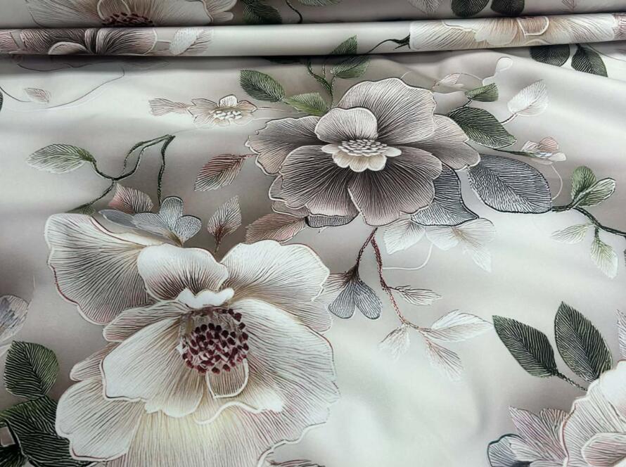 Tkanina zasłonowa Velvetowa- kwiaty 3D