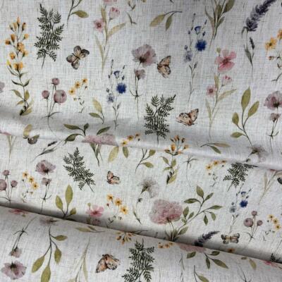 Tkanina na podkładzie lnianym- łączka